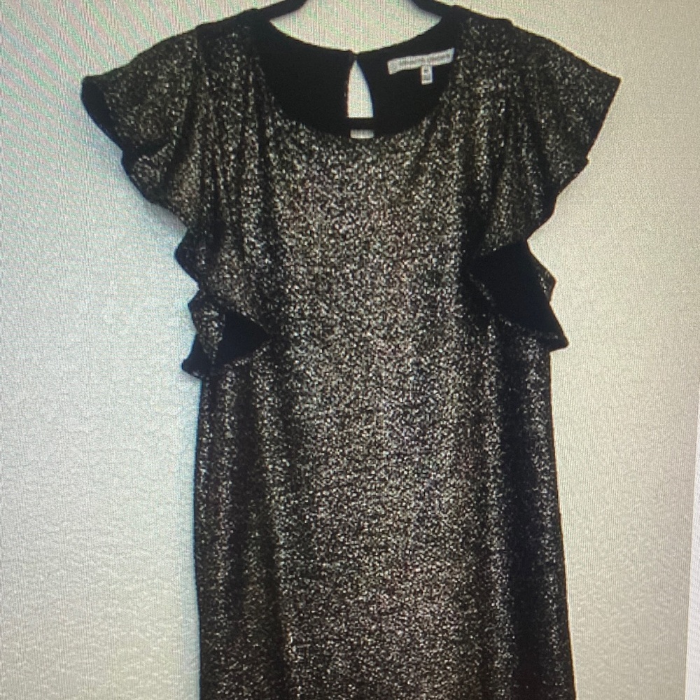 Collective Concepts Black Metallic Ruffle Mini Dress